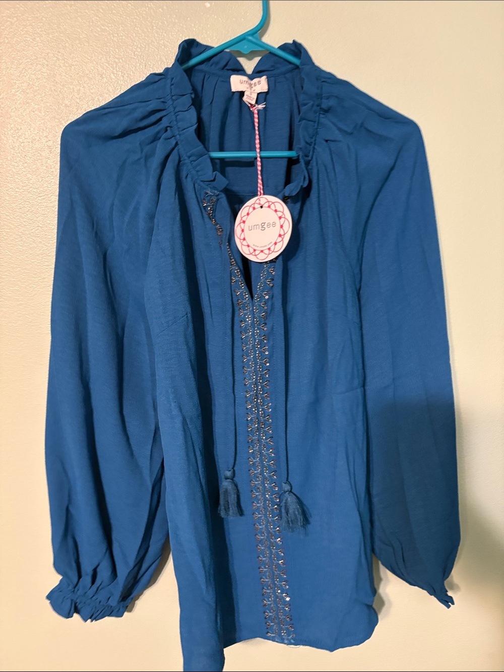 Umgee Royal Blue Embellished Peasant Tunic